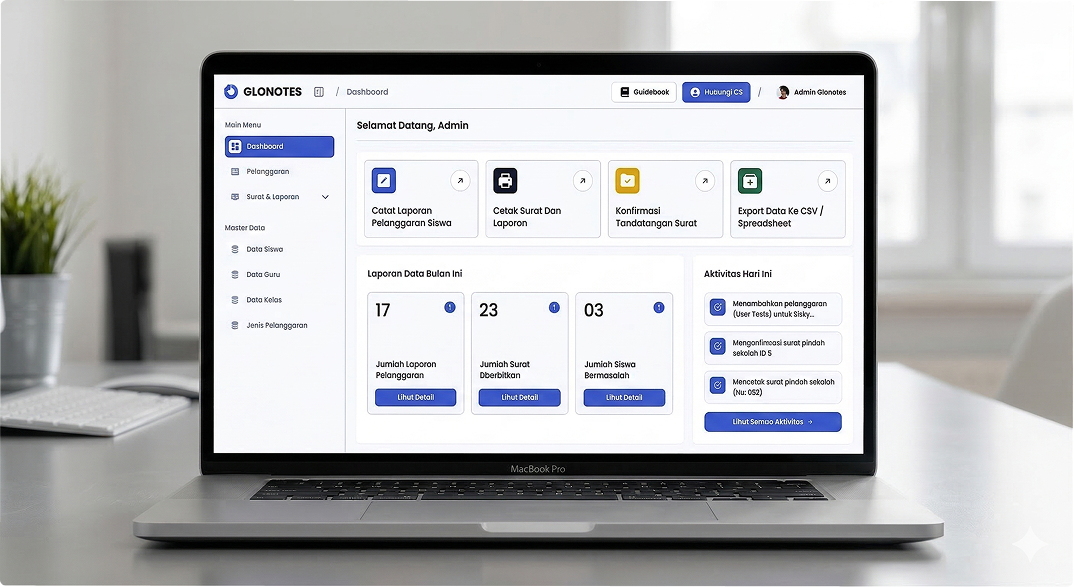 Glonotes Dashboard Preview